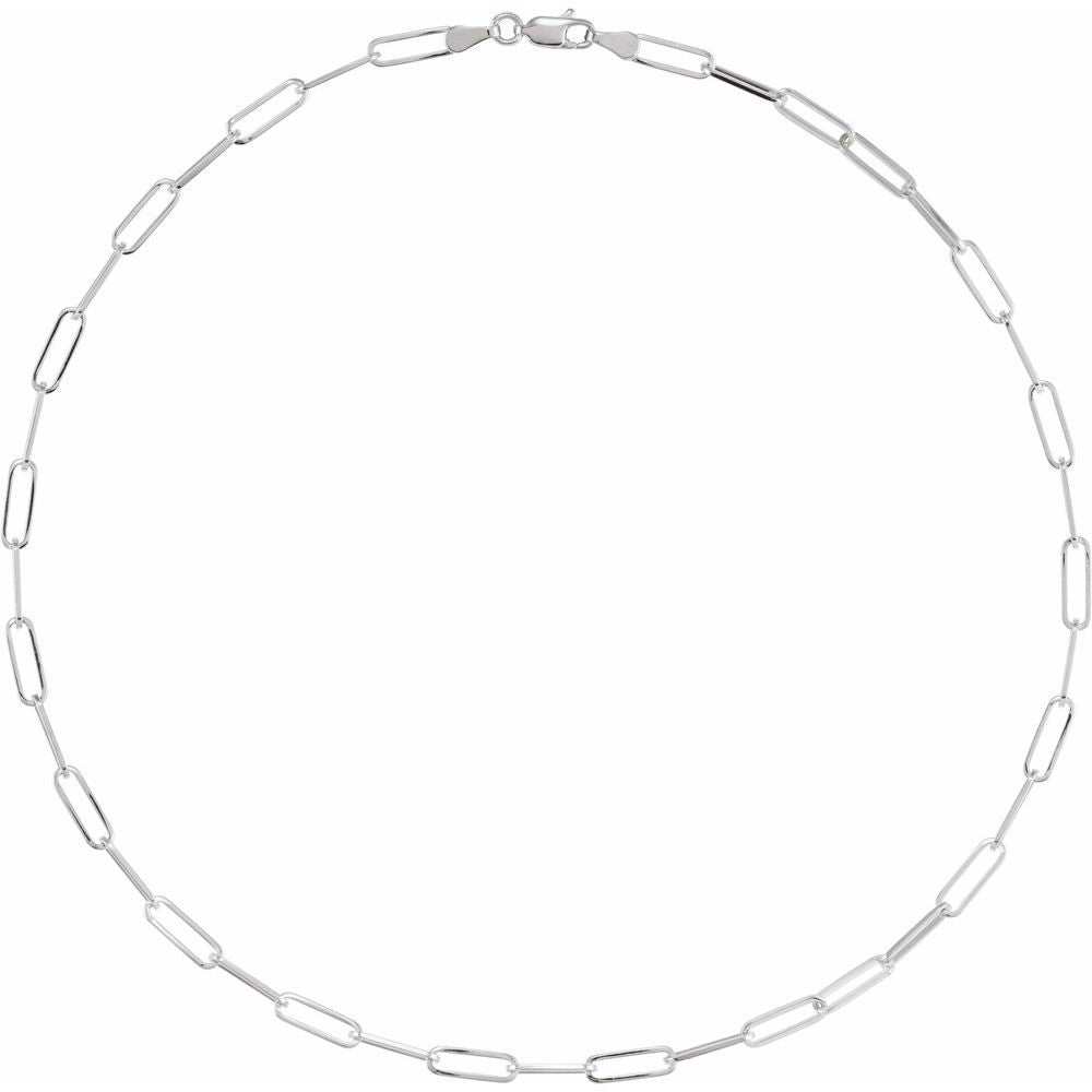 Men’s 14K White Gold Paperclip-Style Chain