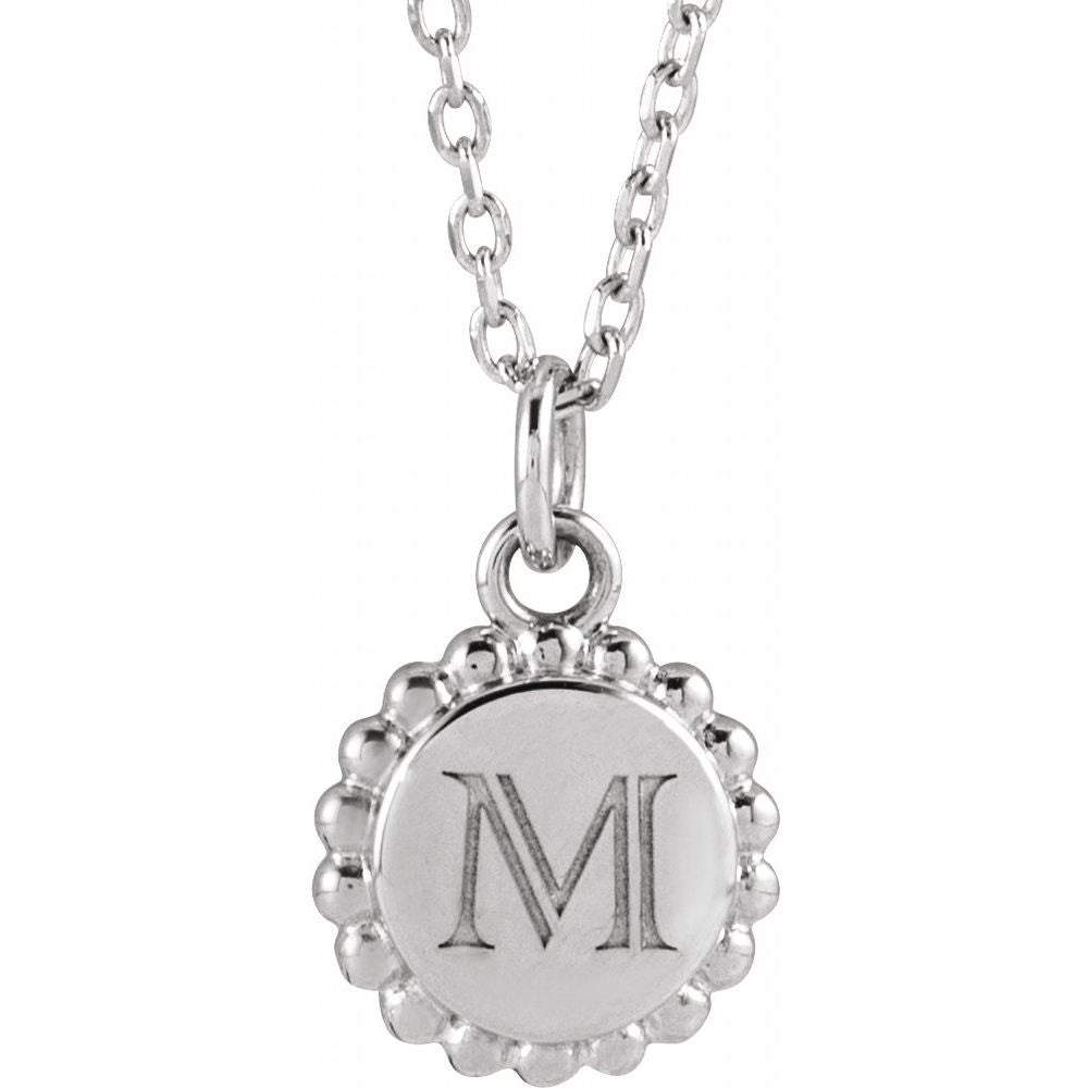 The "Mama" Engravable Beaded Disc Necklace | Sterling Silver