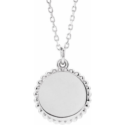 The "Mama" Engravable Beaded Disc Necklace | Sterling Silver