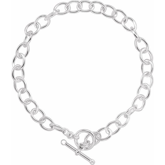 Sterling Silver Charm Cable Bracelet
