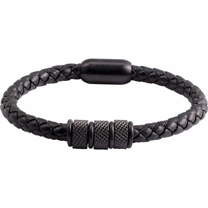 The Kera Stealth Braided Leather & Matte Black Bracelet
