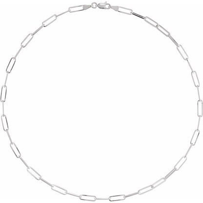 Men’s 14K White Gold Paperclip-Style Chain