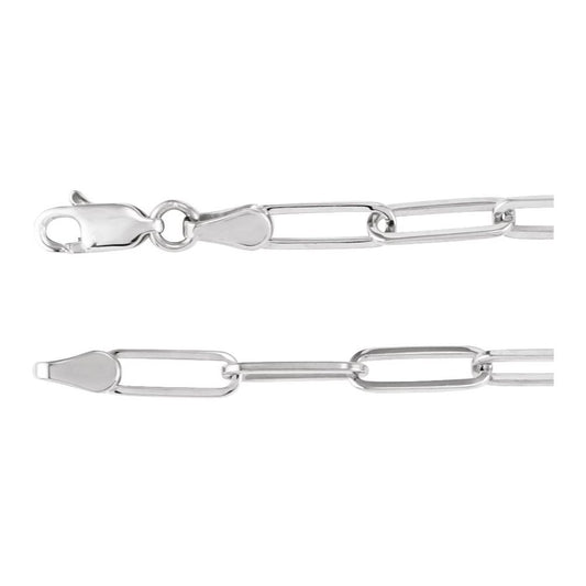 Men’s 14K White Gold Paperclip-Style Chain