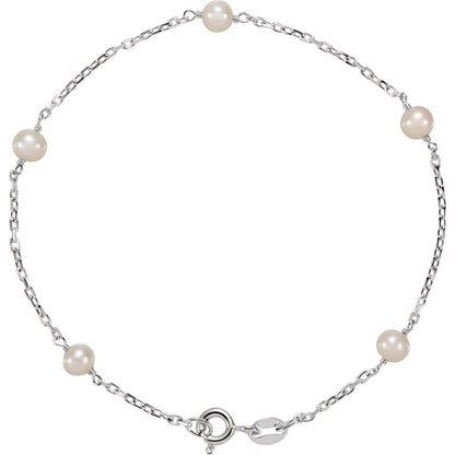 The Eternal Grace Pearl Bracelet – Sterling Silver & Freshwater Pearl Station Bracelet