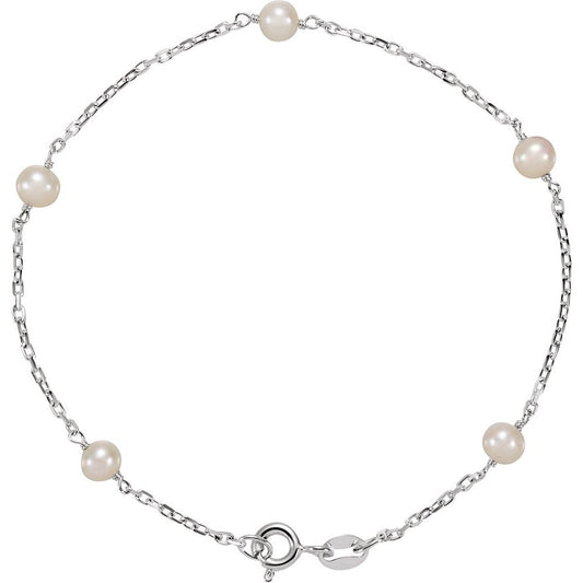 The Eternal Grace Pearl Bracelet – Sterling Silver & Freshwater Pearl Station Bracelet