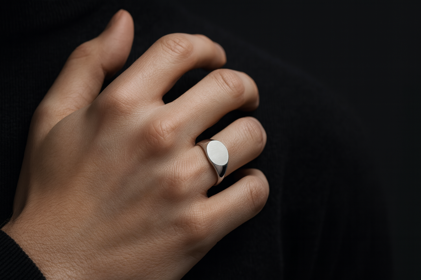 Sterling Silver Oval Signet Ring